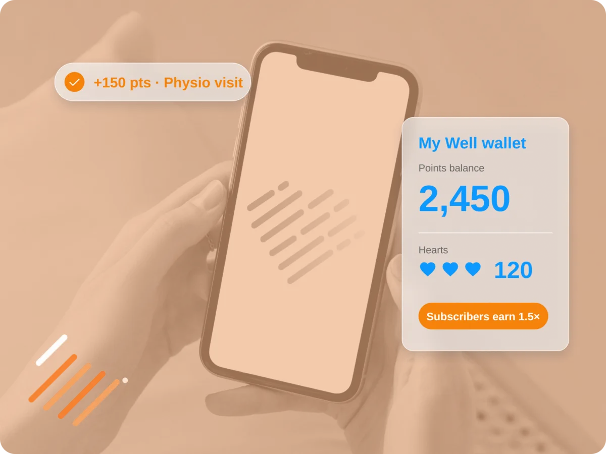 My Well rewards wallet with points and hearts